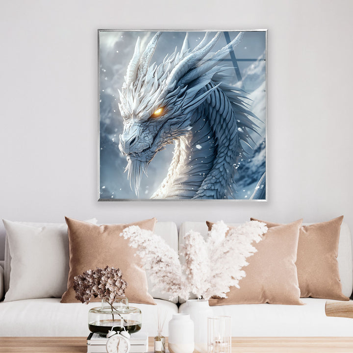 High-detail dragon wall art featuring a majestic creature in icy surroundings.
