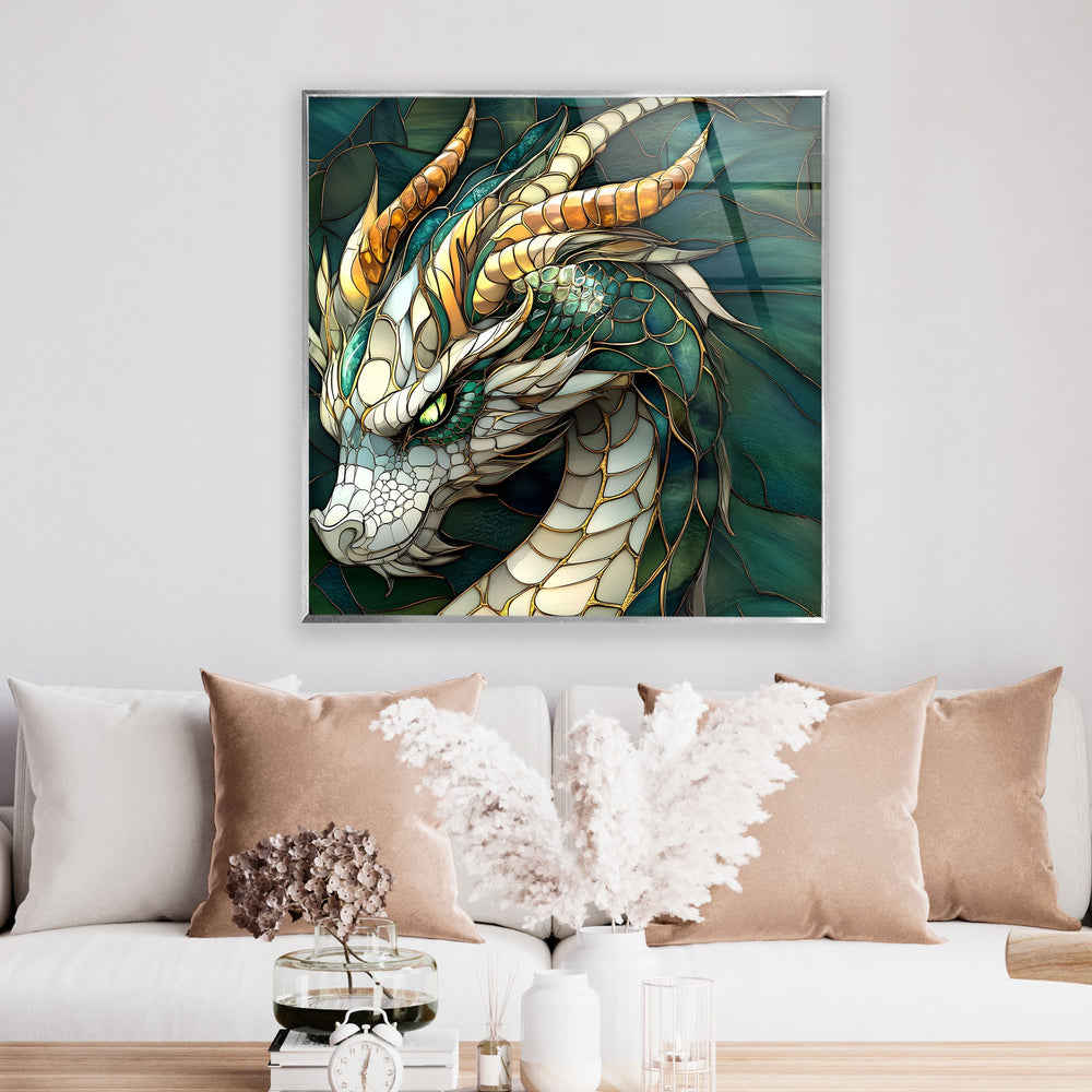 Colorful mythical dragon art with stunning glass-like textures and deep hues.
