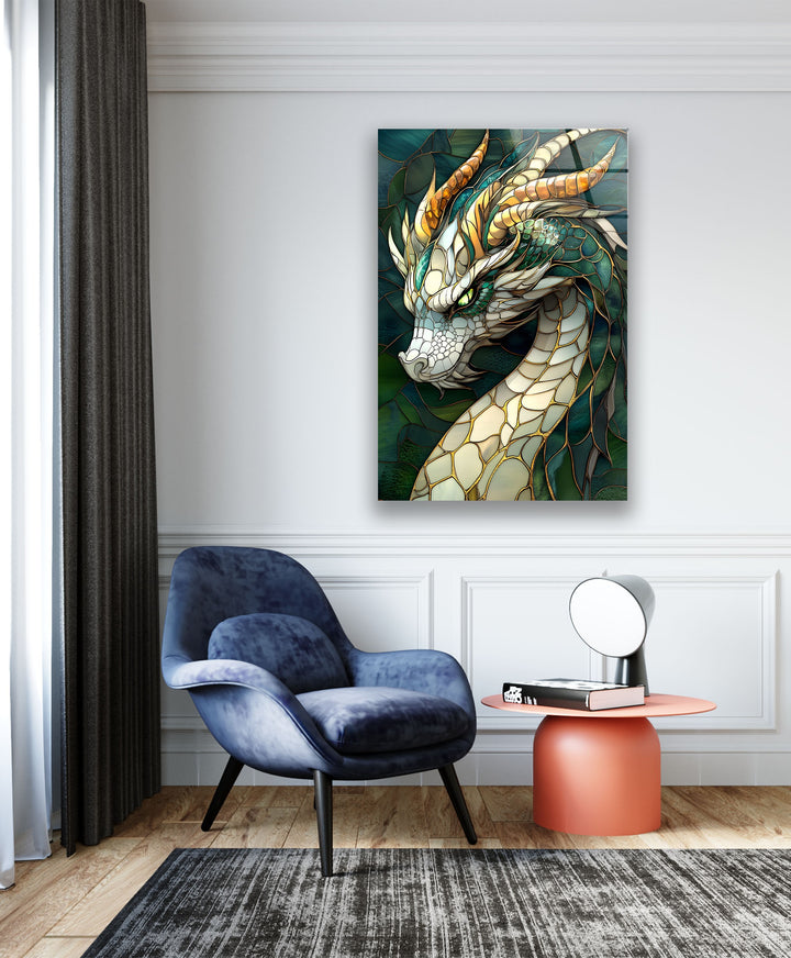 Colorful dragon with intricate glass design, perfect for adding fantasy flair to your space.
