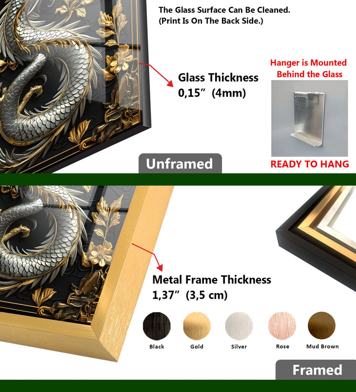 Golden Dragon Elegance: A Luxurious Symbol on Glass Wall Art