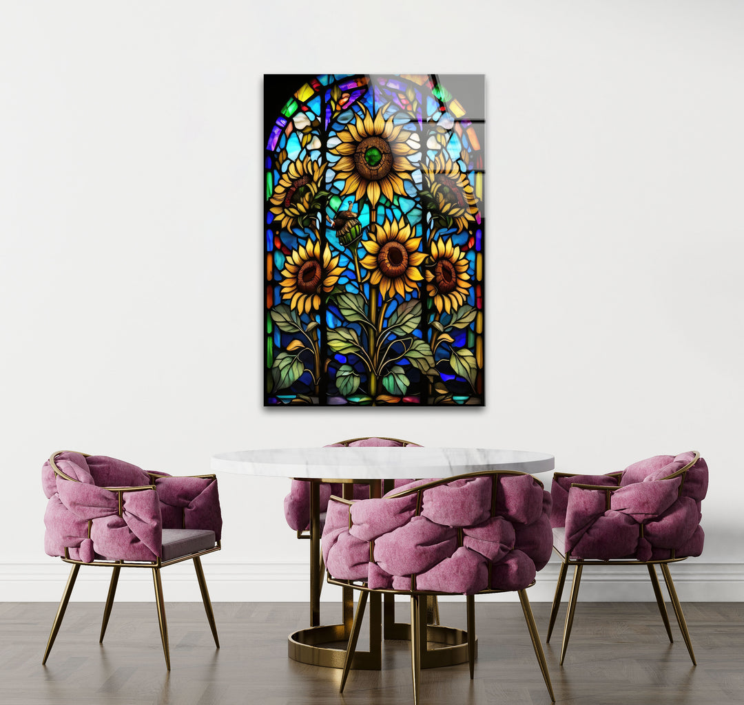 Sunflower Stained Window Glass Wall Art, Glass Printing Wall Art, Print photos on glass