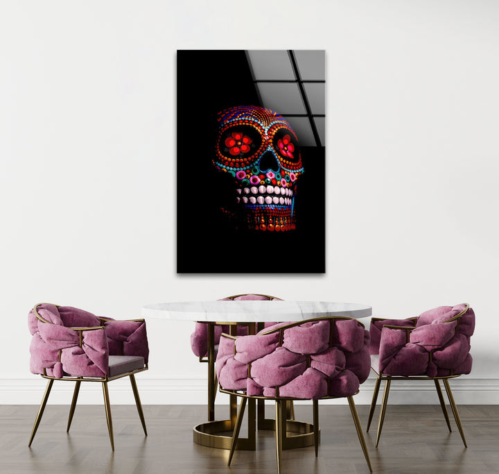 Sugar Calavera Mexican Skull Glass Wall Pictures & Cool Art