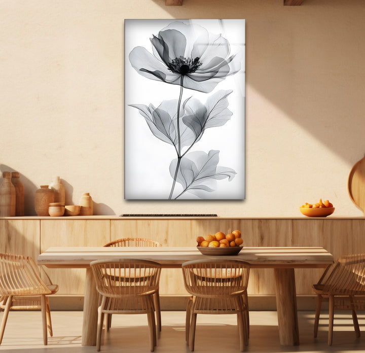 Unique black and white wall decor showcasing a bold and minimalist composition of a watercolor flower
