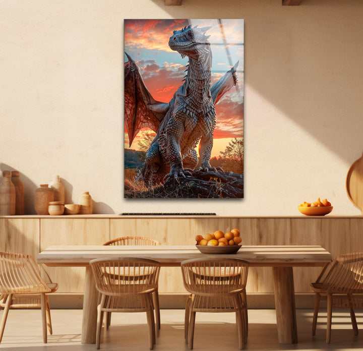 Epic Dragon: Mythical Creature in a Gorgeous Sunset Scene
