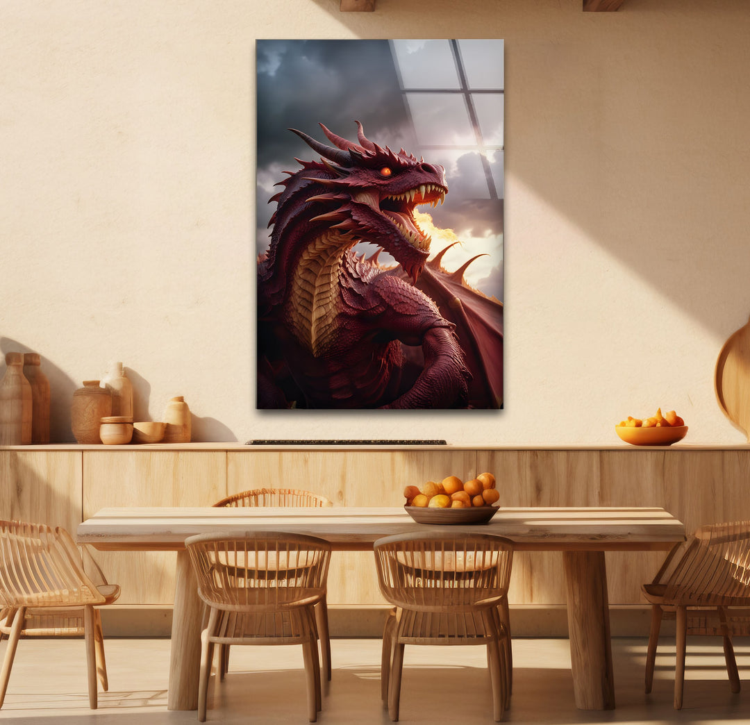 An epic red dragon artwork, full of fierce energy and intricate detail, perfect for your wall.
