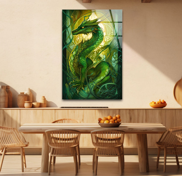 Green Dragon: A serene dragon amidst twisting vines, bringing nature’s magic into your home.
