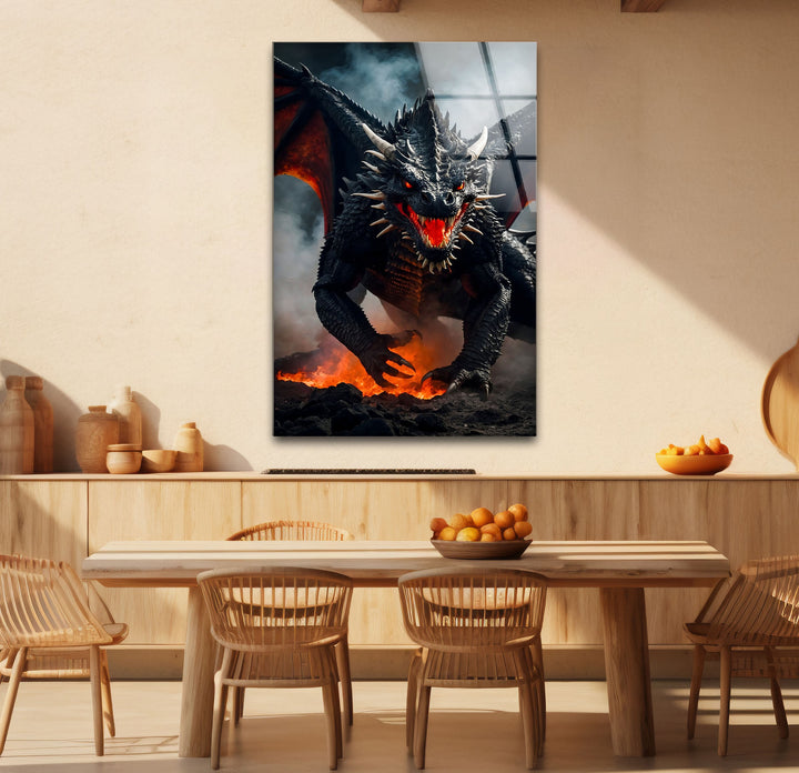 Majestic Dragon: An intense dragon surrounded by fire, adding a touch of strength and fantasy to any room.
