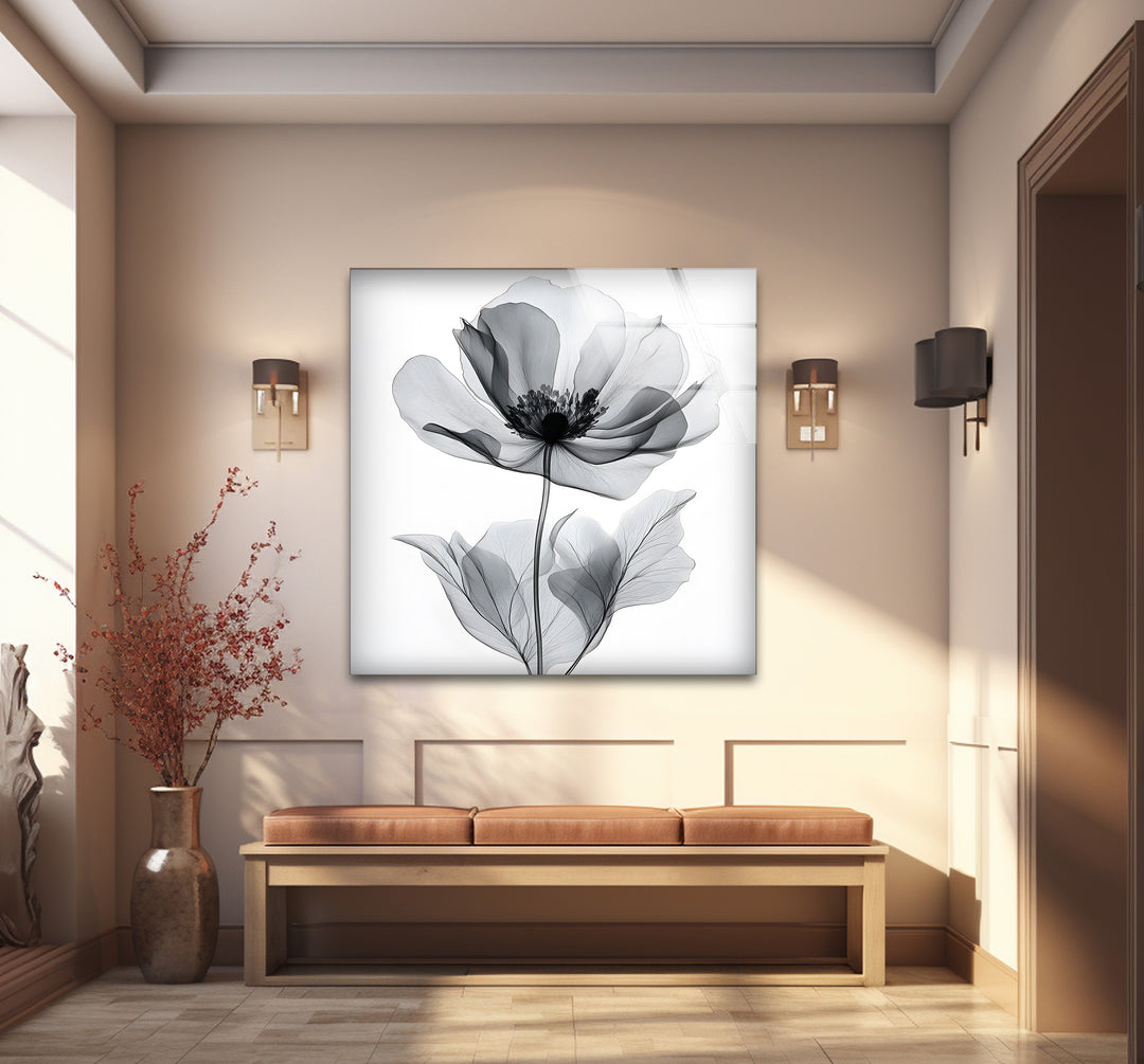 Chic black and white wall art of a watercolor flower ideal for enhancing modern interiors with natural beauty
