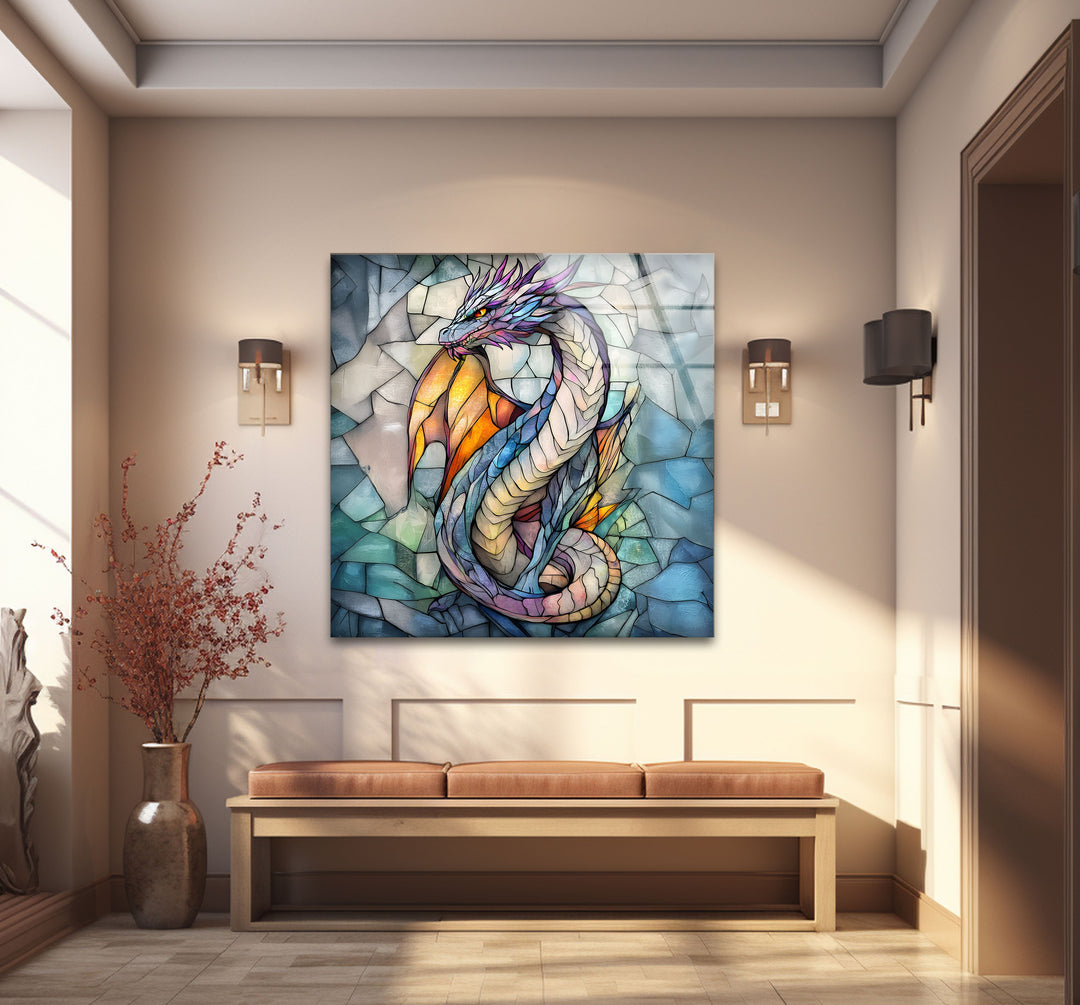 Stained Glass Dragon Glass Wall Art – A Stunning Fantasy Masterpiece
