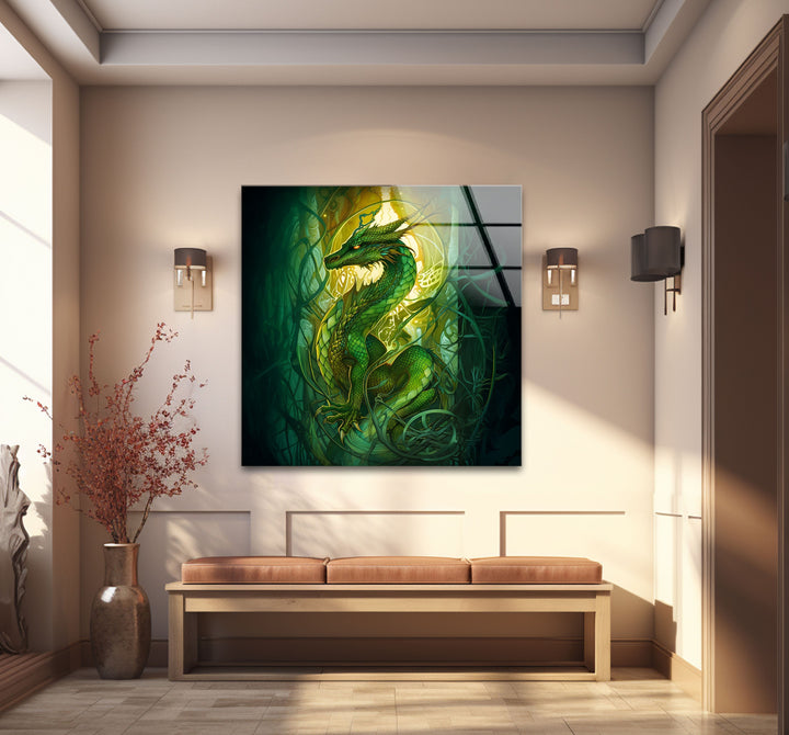 Green Dragon: A powerful dragon entwined in vines, adding fantasy and nature to your space.
