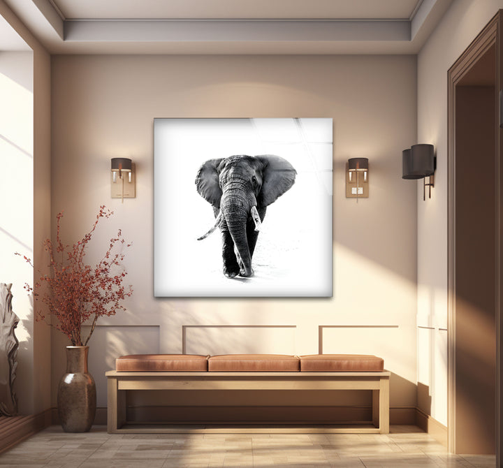 Captivating black and white abstract art showcasing the majestic elegance of an elephant.