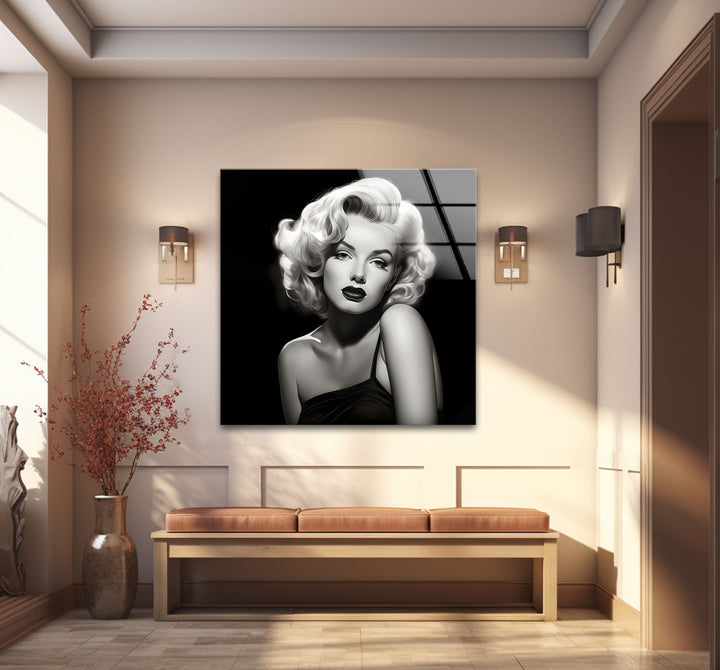 Chic black and white abstract drawings highlighting the beauty of Marilyn Monroe in minimalist form.