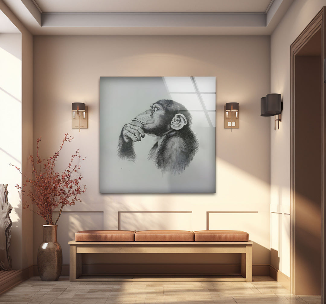 Captivating black and white paintings of a monkey, combining realism with modern elegance.