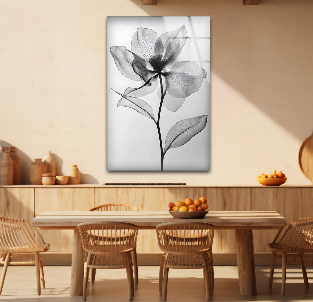 Bold black and white framed art of a flower blending natural grace with artistic sophistication
