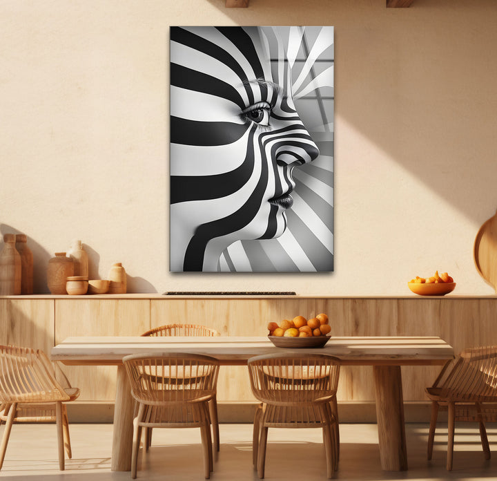 Elegant black and white abstract art showcasing a woman in a dramatic and artistic composition.