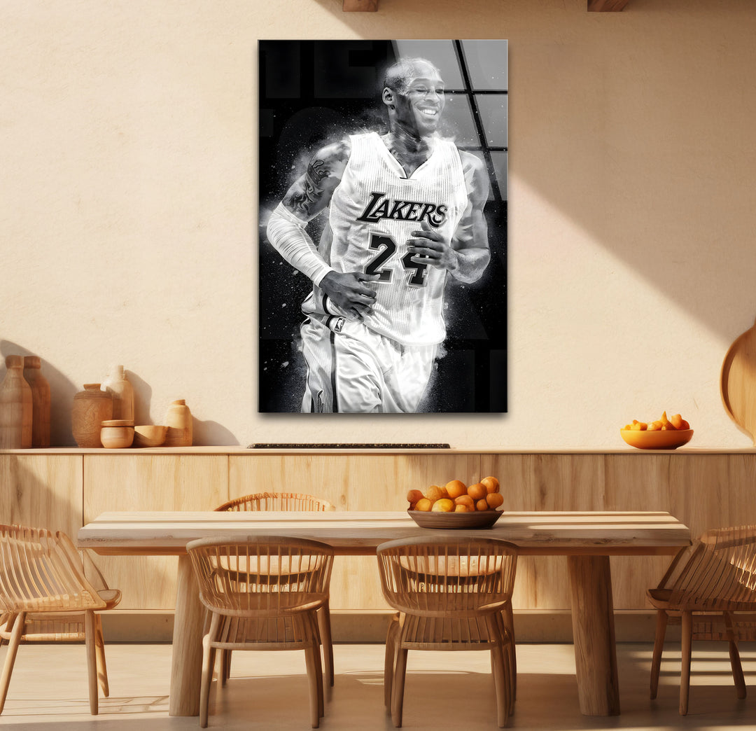 Striking black and white paintings of Kobe Bryant, celebrating his legacy in a timeless and artistic design.