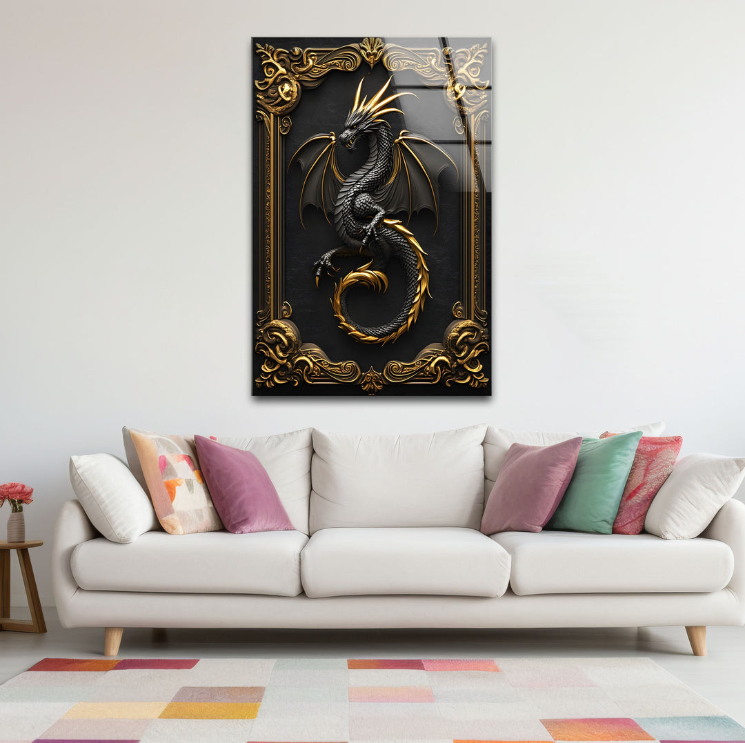 Enhance your home with this captivating black and gold dragon, designed to impress with its powerful presence.
