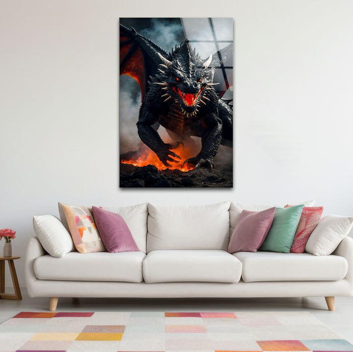 Majestic Dragon: A fiery dragon on display, ideal for fantasy fans seeking bold decor.
