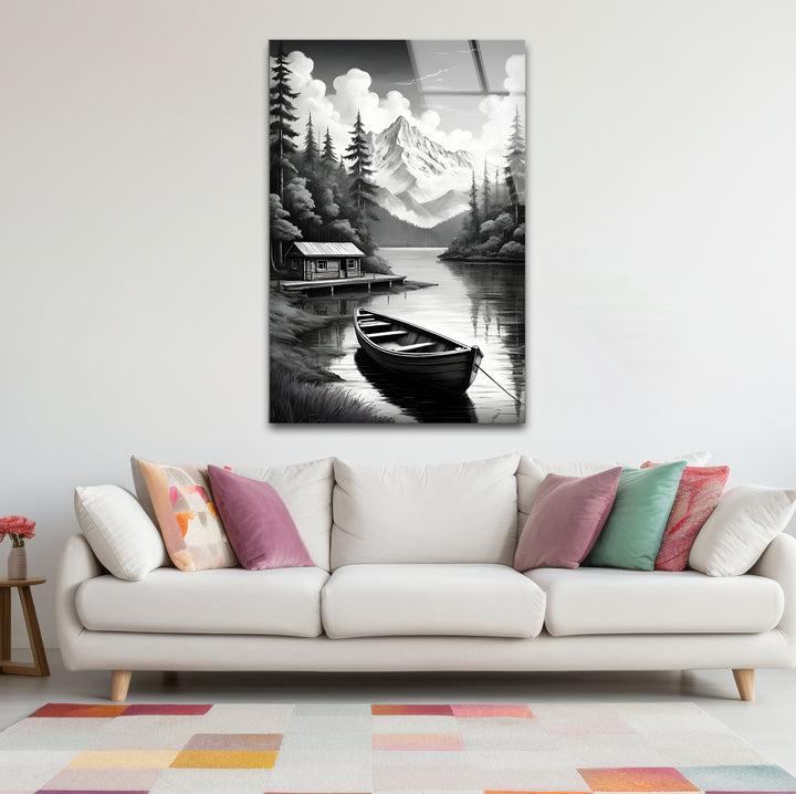 Unique black and white wall decor showcasing the serenity of nature in a bold and artistic composition
