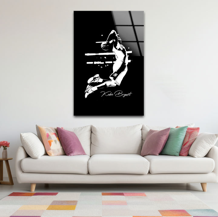 Chic black and white wall art of Kobe Bryant, ideal for fans seeking a bold and modern design.