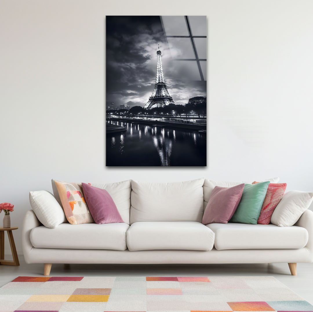 Chic black and white wall art of Paris and the Eiffel Tower ideal for creating a sophisticated focal point
