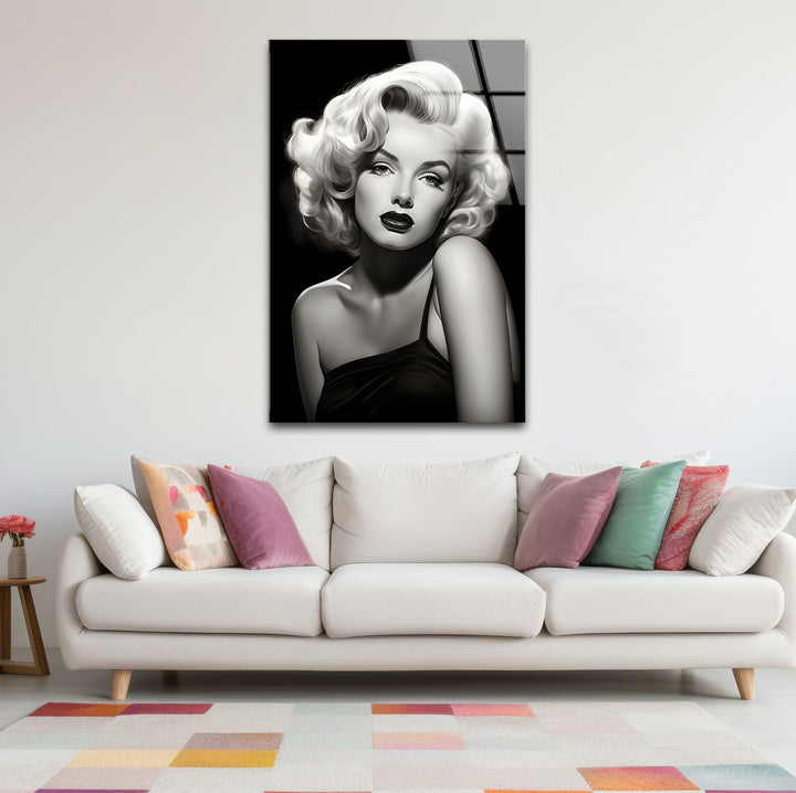 Artistic black and white abstract art portraying Marilyn Monroe with bold and expressive details.