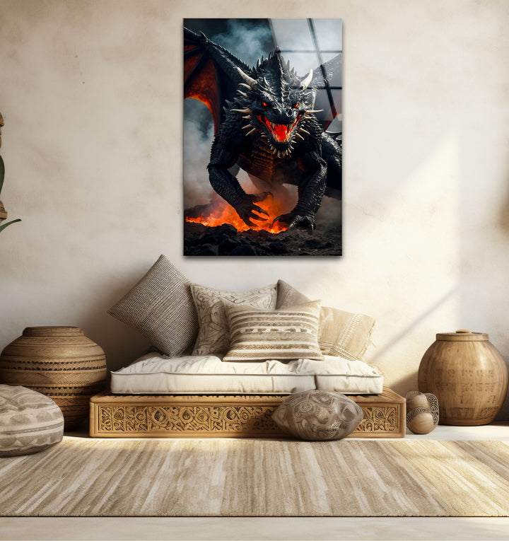 Majestic Dragon: A dragon in an inferno, perfect for bringing dramatic fantasy art to your home.
