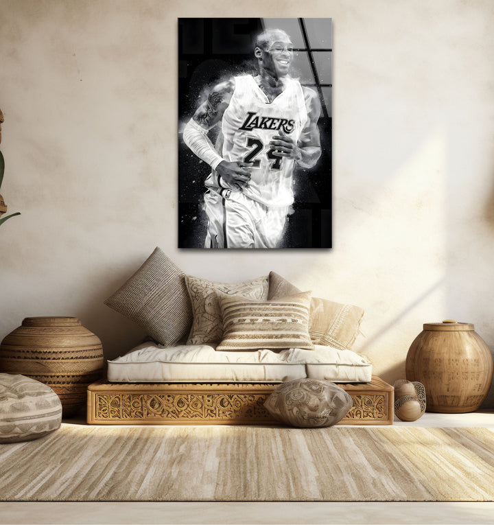 Captivating black and white framed art of Kobe Bryant, emphasizing his legendary status with artistic precision.