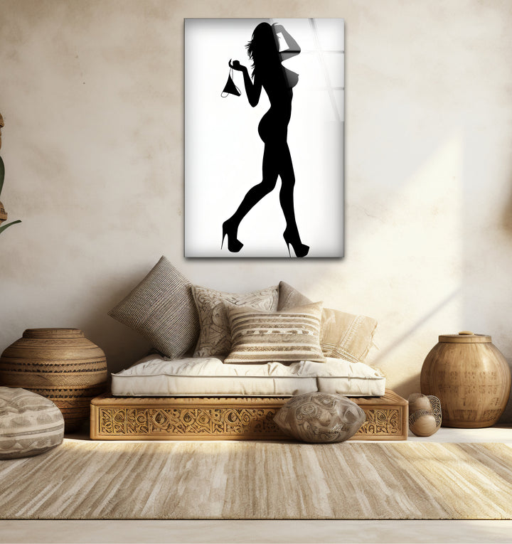 Glass wall art featuring captivating erotic paintings and nude designs
