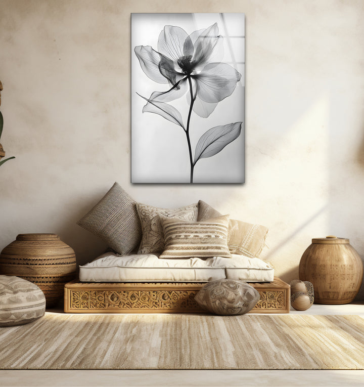 Chic black and white wall art of a flower ideal for enhancing modern interiors with natural charm
