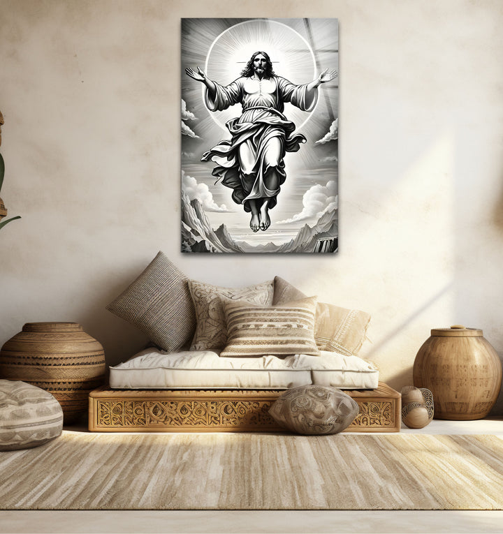 Stylish black and white framed art capturing the reverence and beauty of Jesucristo.