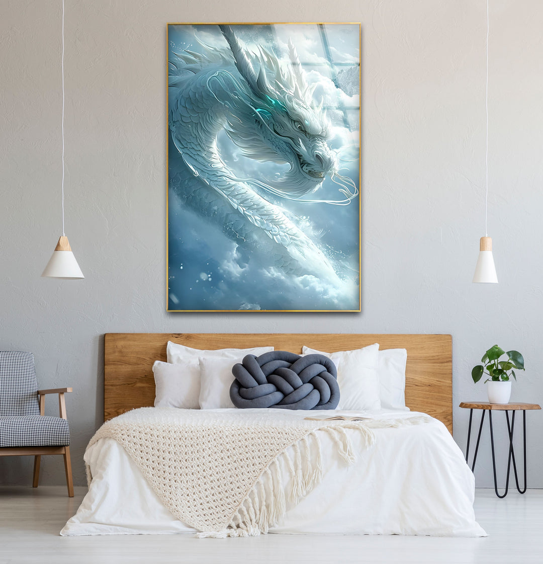 White Dragon: A dragon flying through the clouds, bringing tranquility and beauty to your space.
