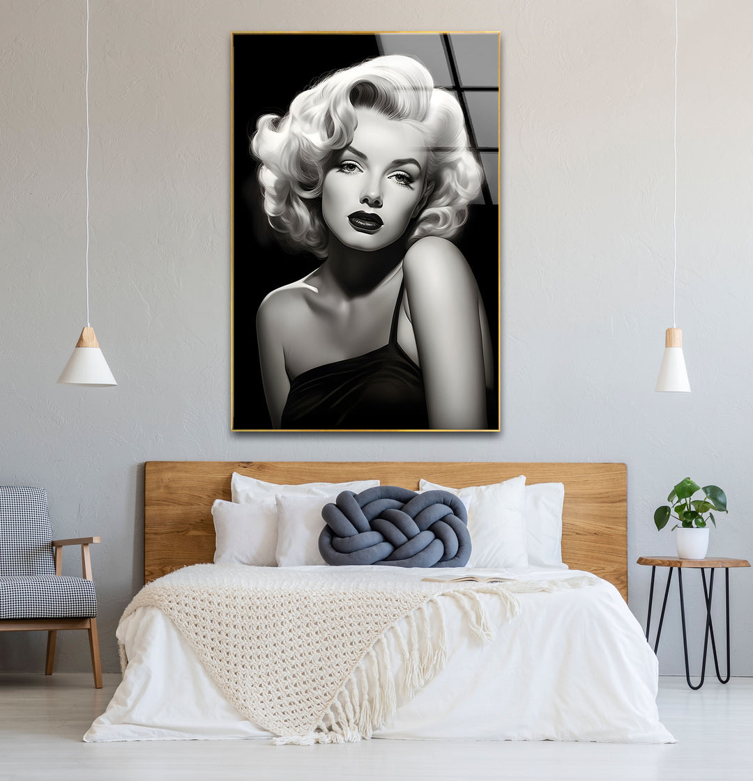 Sophisticated black and white wall decor showcasing the glamour of Marilyn Monroe.