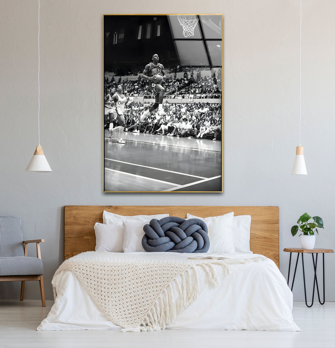 Timeless black and white wall decor featuring Michael Jordan in a sleek and modern composition.