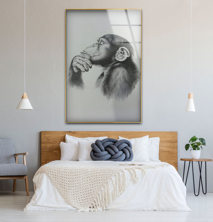 Chic black and white abstract drawings featuring a monkey with intricate textures and shading.