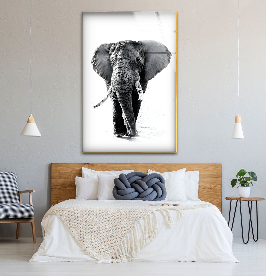 Refined black and white abstract drawings capturing the intricate textures and powerful presence of an elephant.