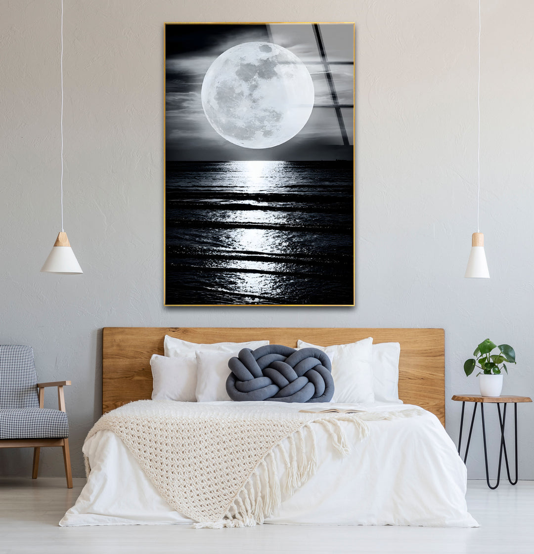 Refined black and white abstract drawings featuring the moon in a serene and minimalist composition.