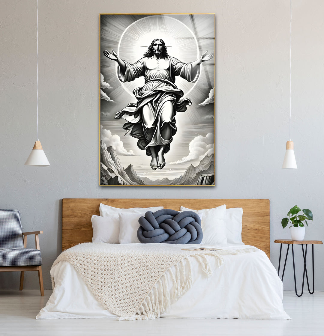 Modern black and white wall decor highlighting the spiritual essence of Jesucristo in a minimalist design.