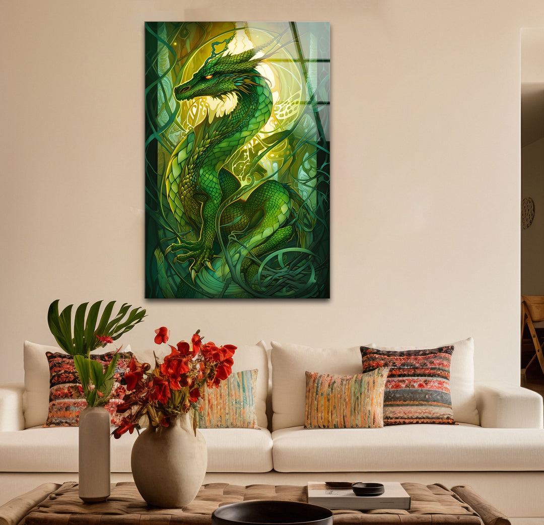 Green Dragon: A striking dragon enveloped in vines, making a bold yet serene statement for your home.
