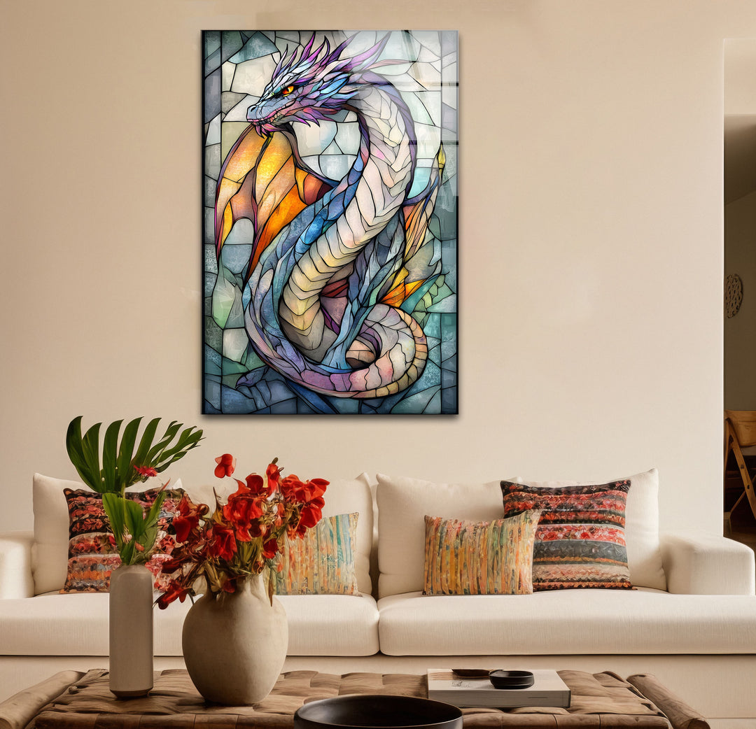 Enchanting Stained Glass Dragon – A Bold and Artistic Glass Print
