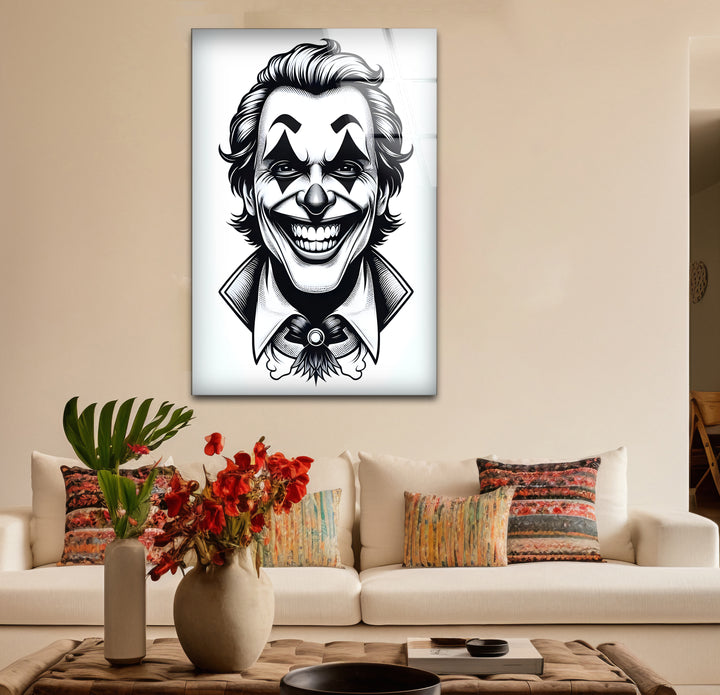 Refined black and white abstract drawings featuring the Joker in a minimalist yet powerful composition.