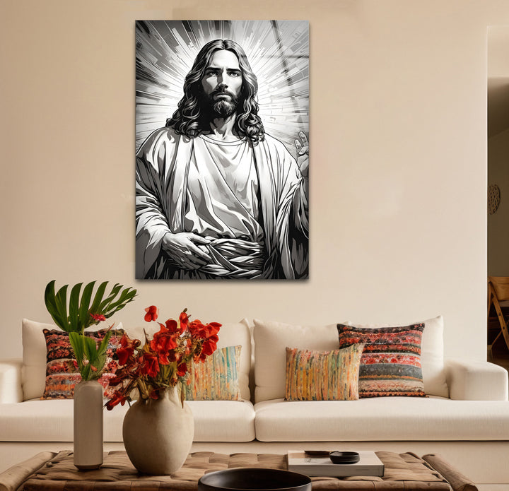 Refined black and white abstract drawings highlighting the grace and compassion of Jesus Christ.