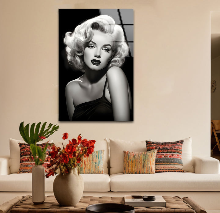 Bold black and white abstract art capturing the charisma and allure of Marilyn Monroe in an artistic way.