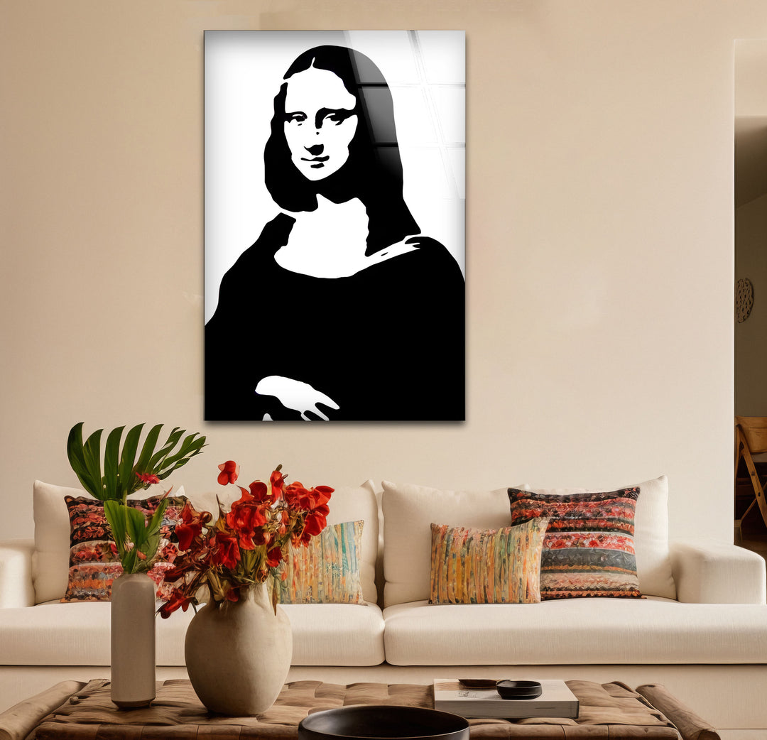 Modern black and white paintings of the Mona Lisa, reimagined with intricate details and high-contrast shading.