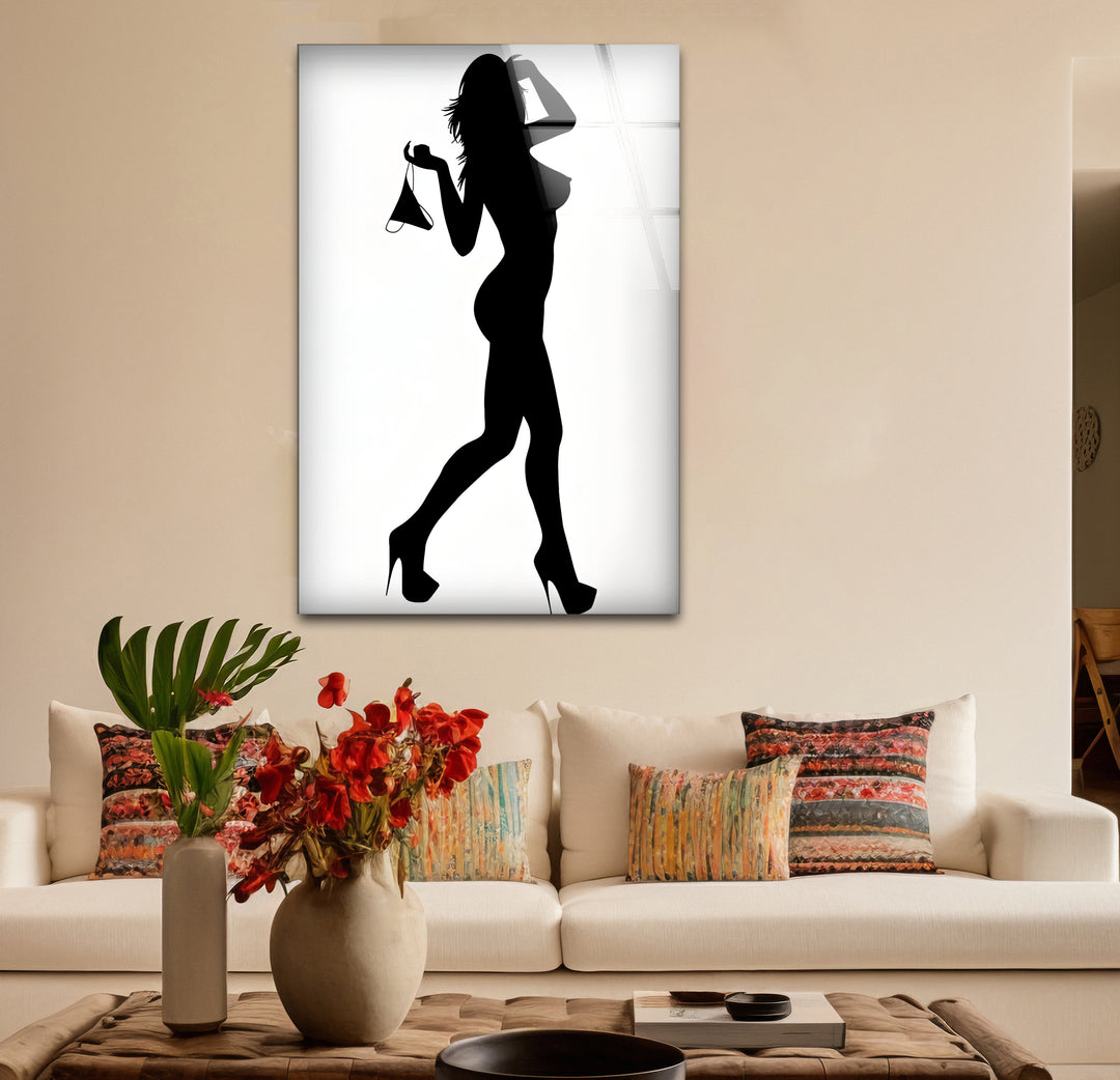 Sophisticated erotic nude art for contemporary glass wall decor
