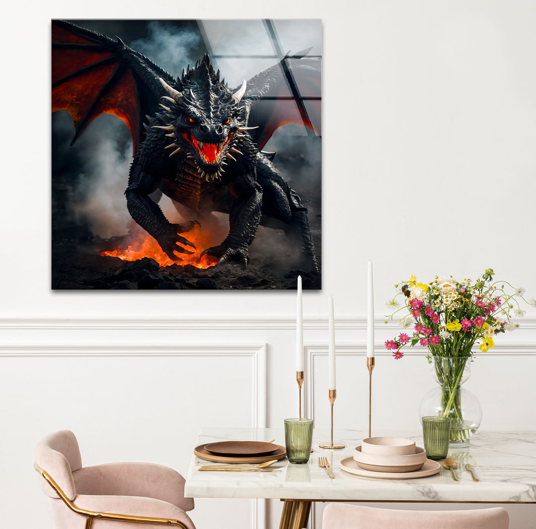 Majestic Dragon: The perfect blend of fantasy and power with a dragon in an intense fiery scene.
