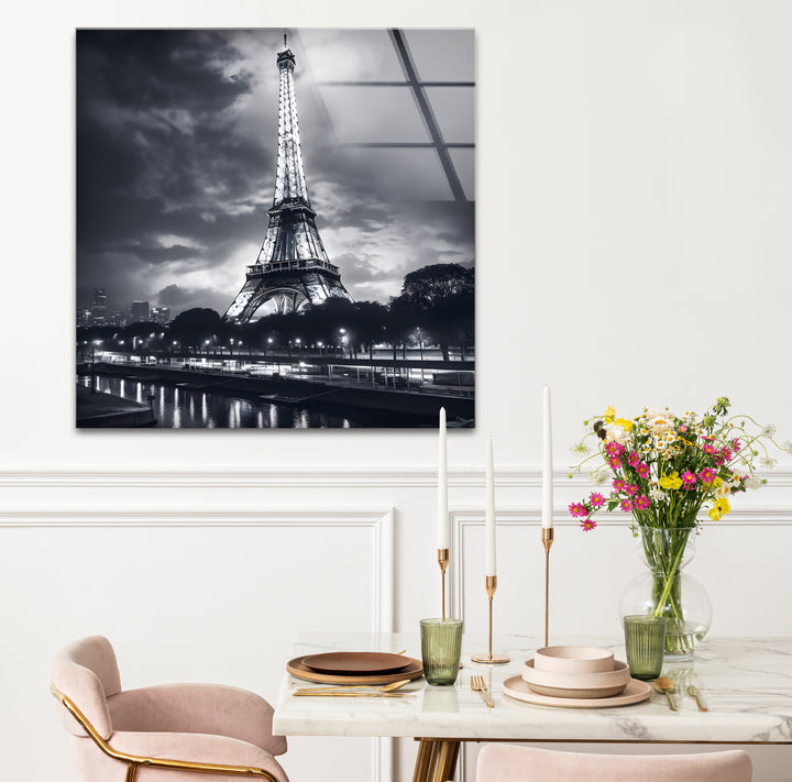 Sophisticated black and white framed art capturing the elegance of the Eiffel Tower in a timeless design
