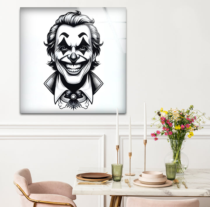 Timeless black and white paintings of the Joker, perfect for adding a touch of mystery to your decor.