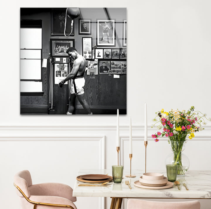 Muhammad Ali quotes in a bold black and white framed art for home décor.
