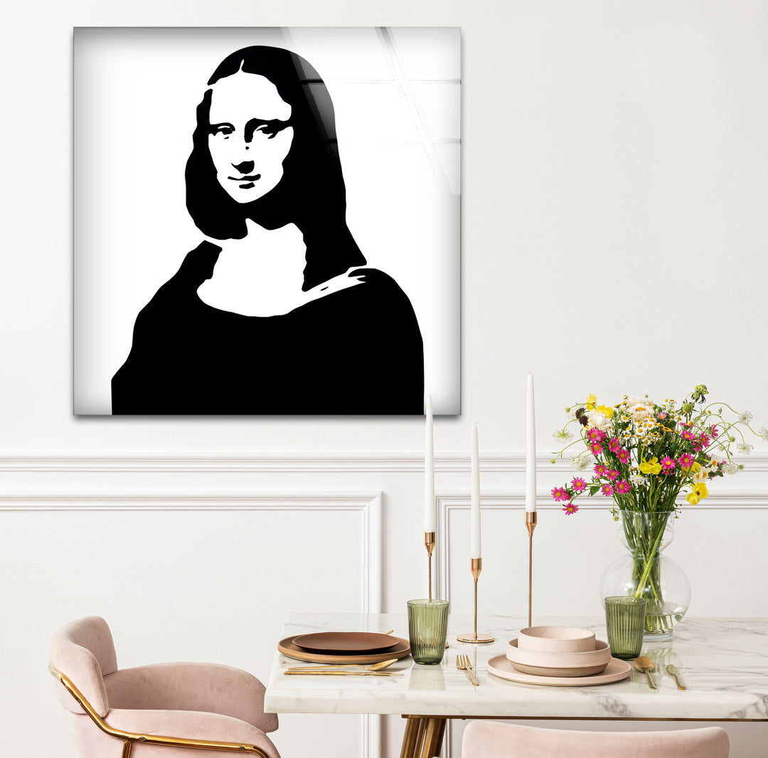 Captivating black and white abstract art of the Mona Lisa, blending historical significance with artistic creativity.